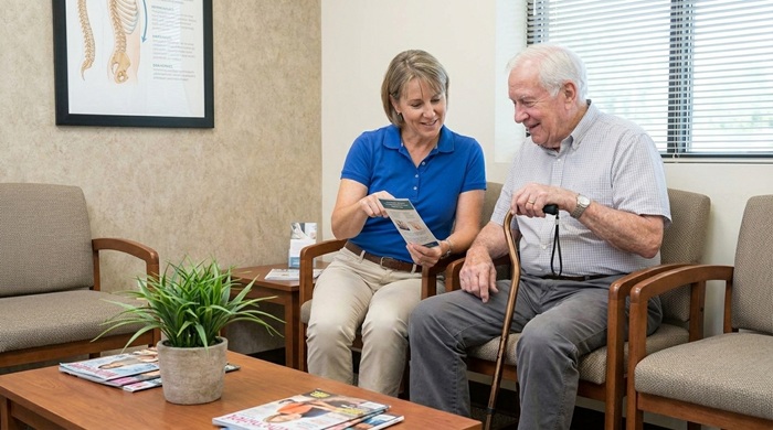 advising an old patient on how to stay healthy in Tucson AZ