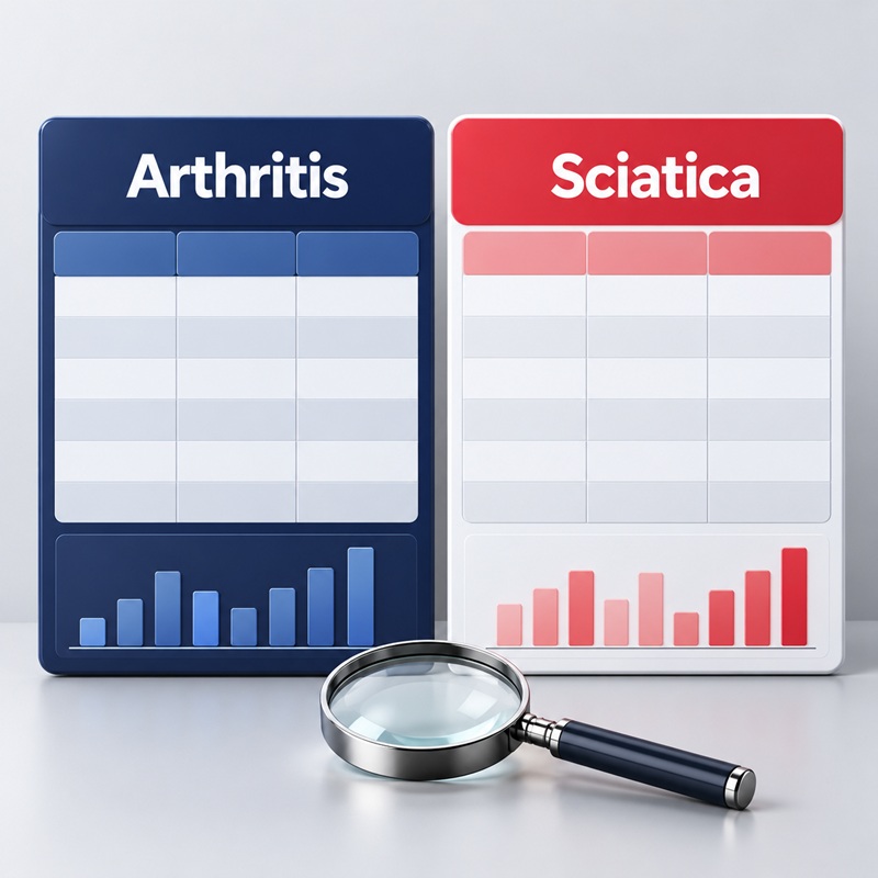Arthritis and sciatica statistics comparison tables