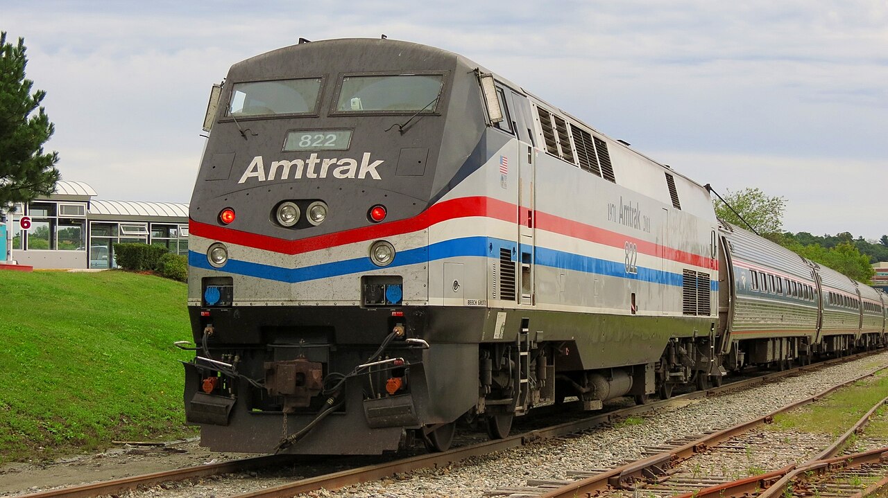 An Amtrak passenger train at the platform.