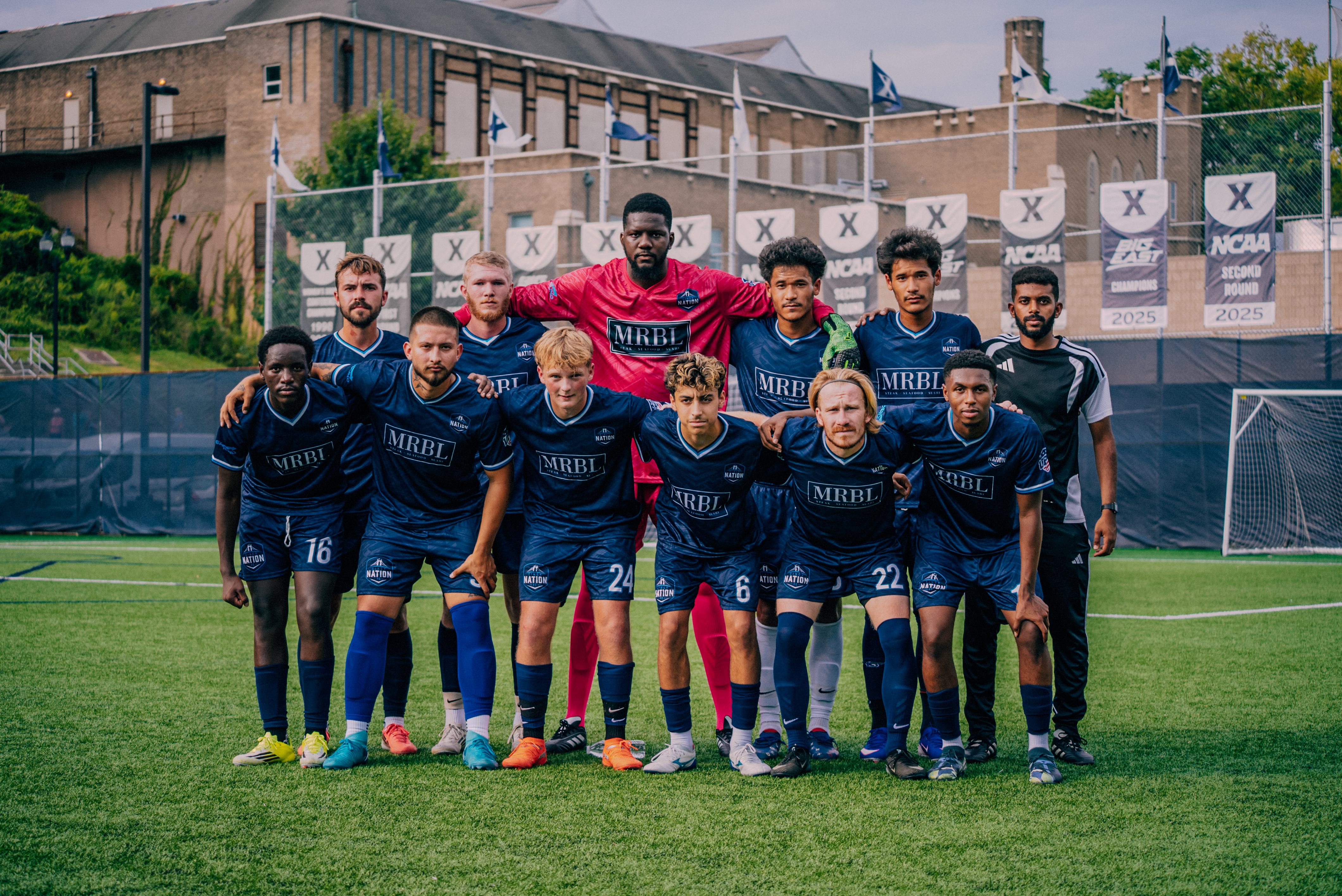 Cincy Nation FC players in team kits at Xavier University