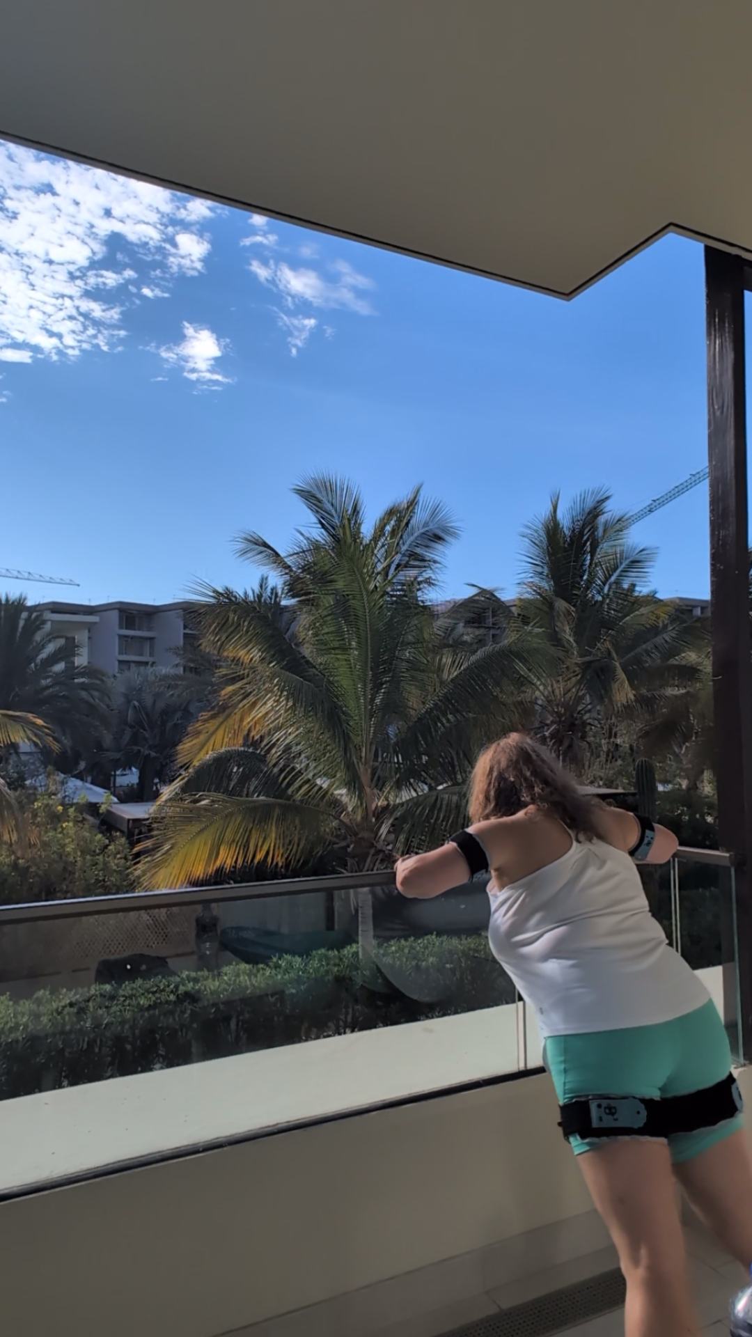 Balcony workout photo with palm trees Balcony workout photo with palm trees
