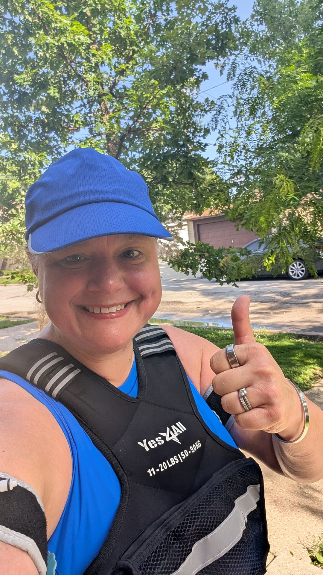 Lori Diamos gradually returning to movement with a weighted vest during injury recovery. Lori Diamos gradually returning to movement with a weighted vest during injury recovery.
