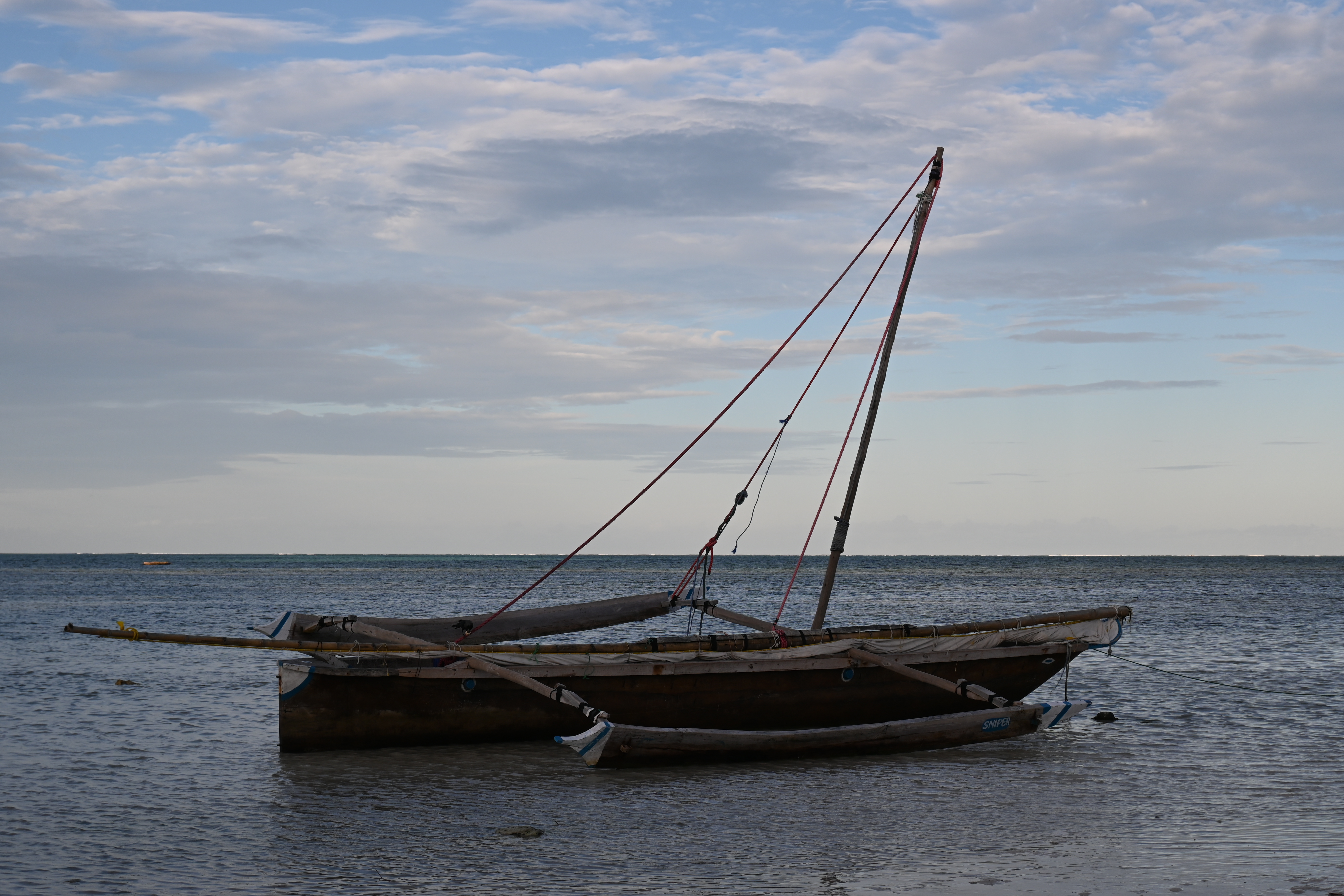 A boat moored in the waters of Lake Kivu, Rwanda