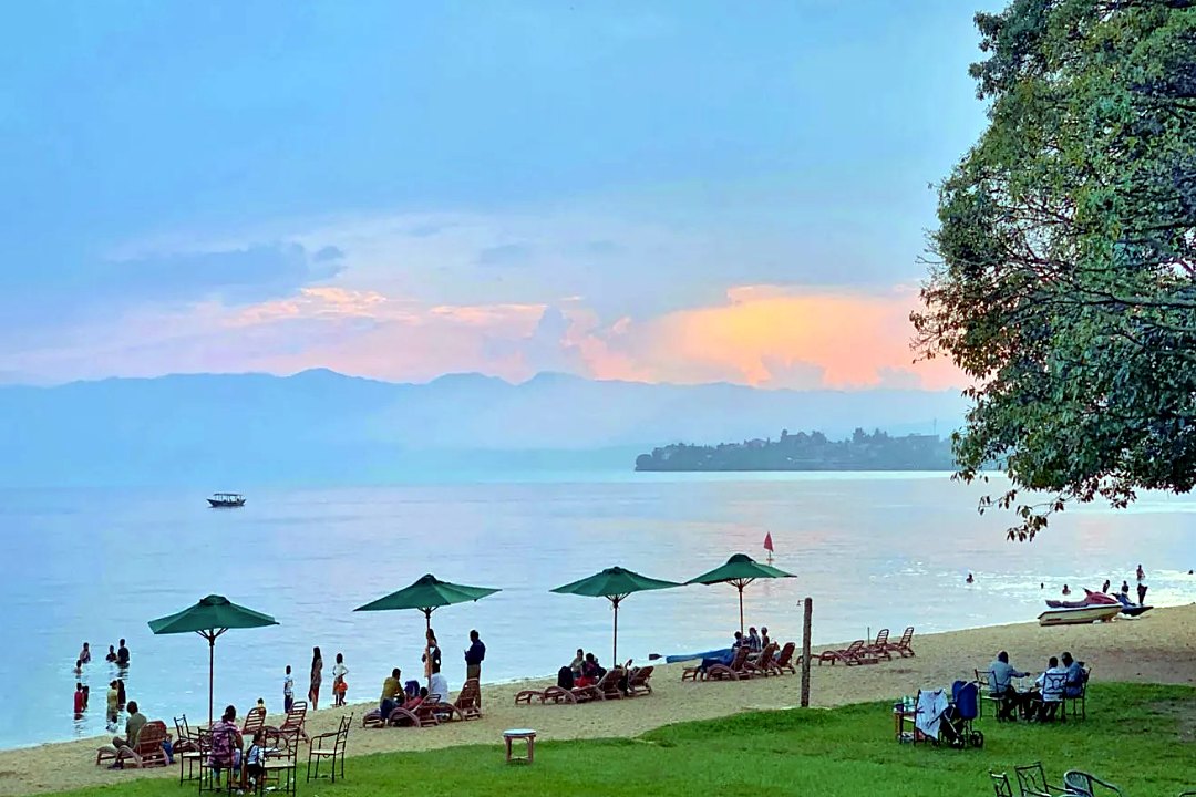 Sunset on the shore of Lake Kivu, Rwanda