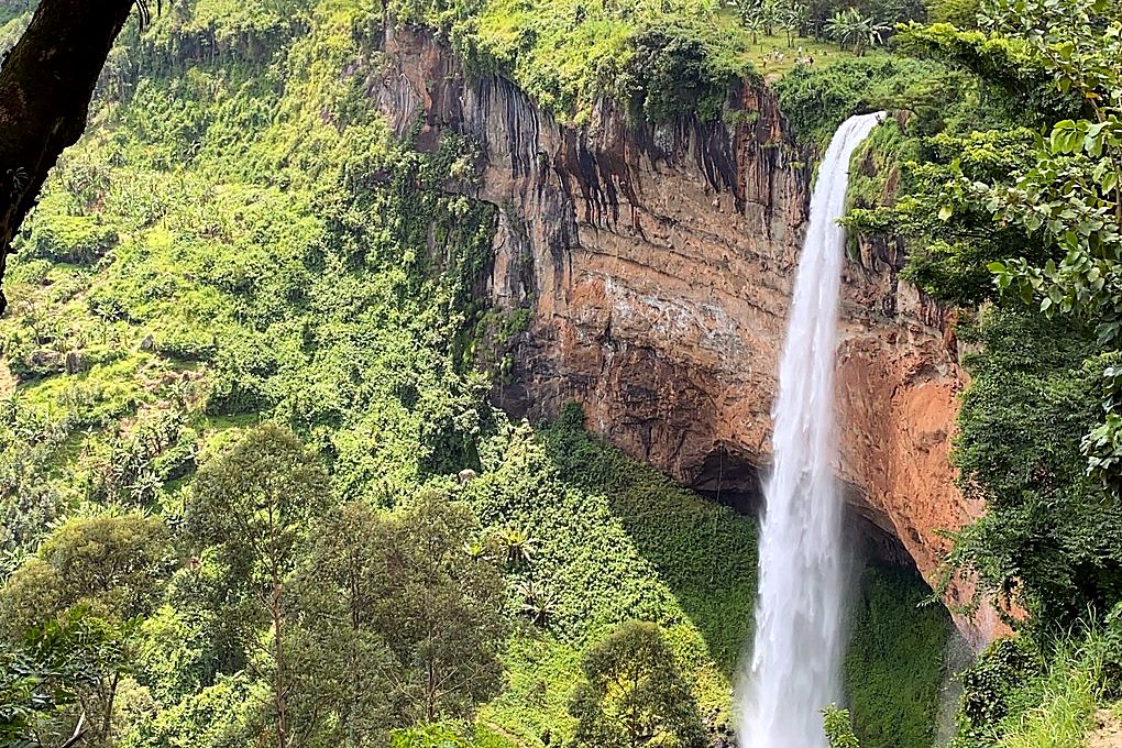 Sipi Falls dropping over the escarpment in eastern Uganda