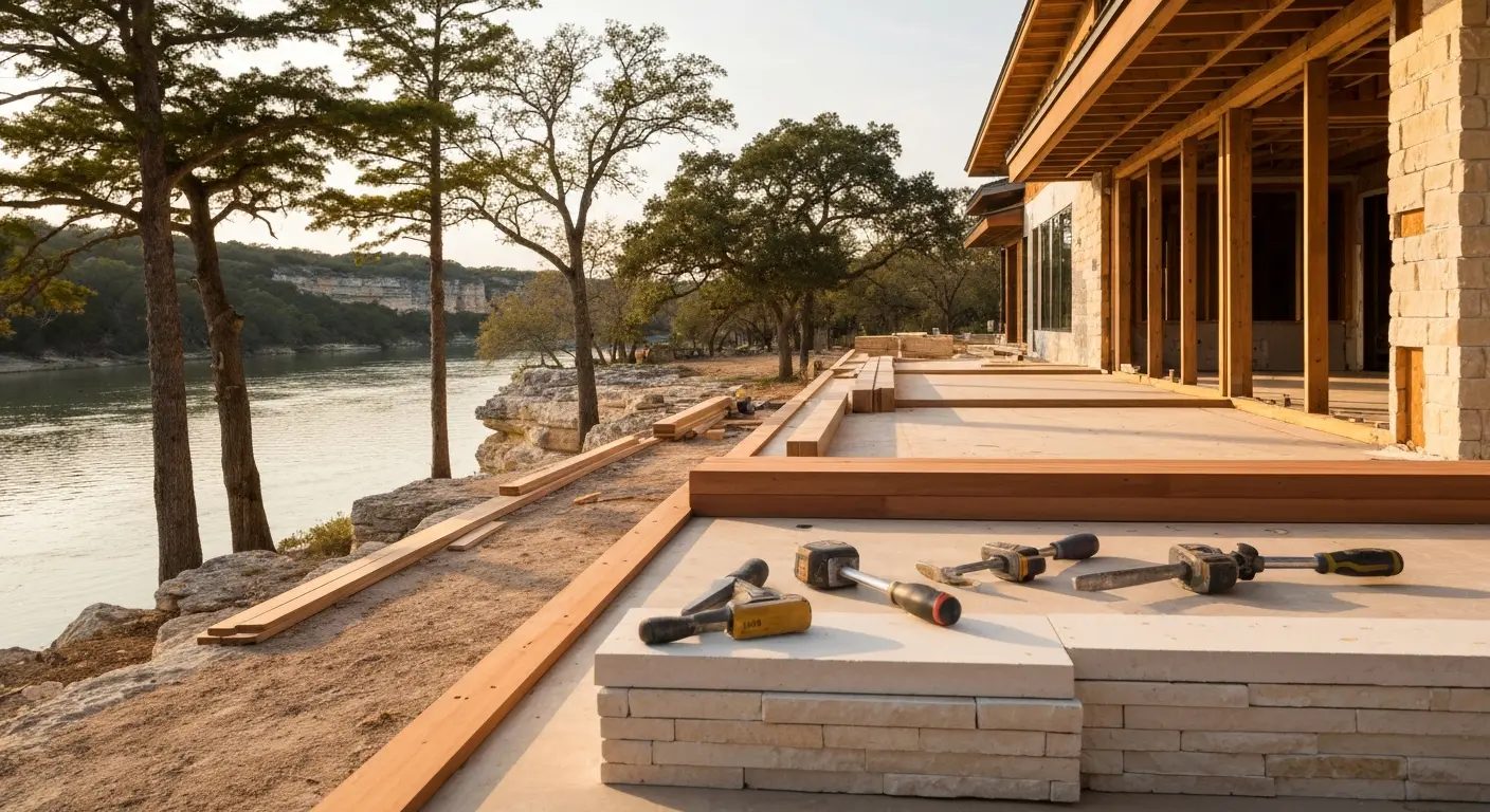 Luxury waterfront construction near Guadalupe River