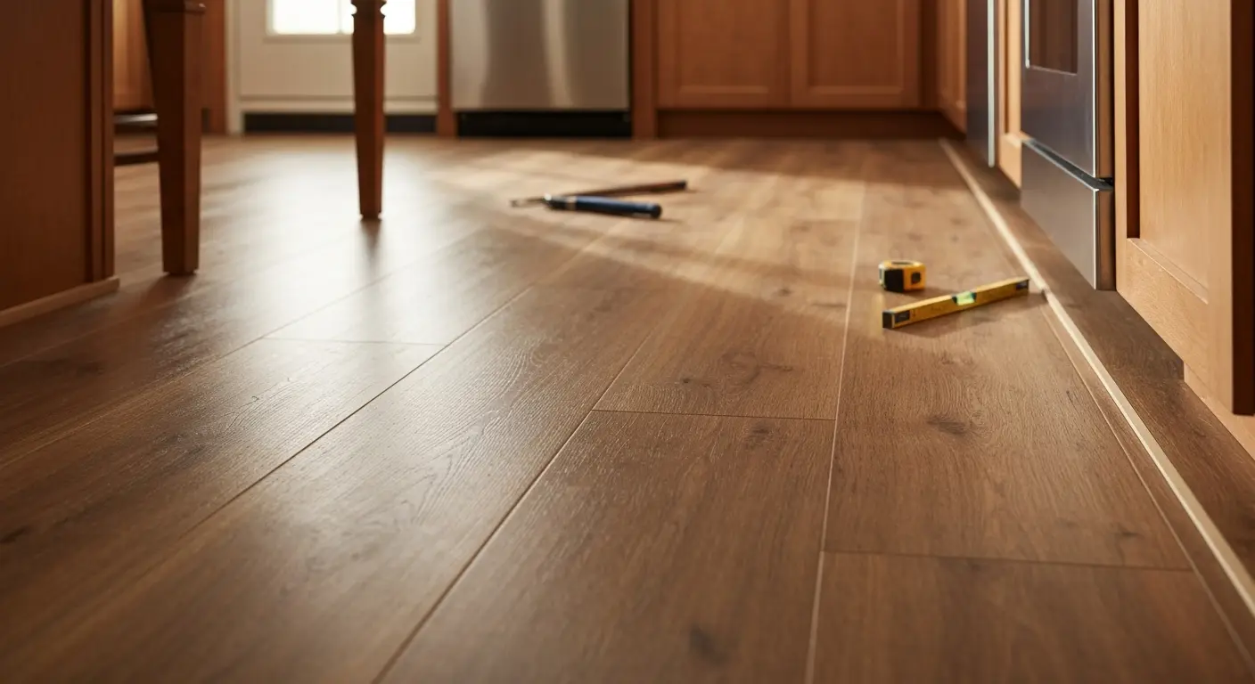 Luxury vinyl plank kitchen floor