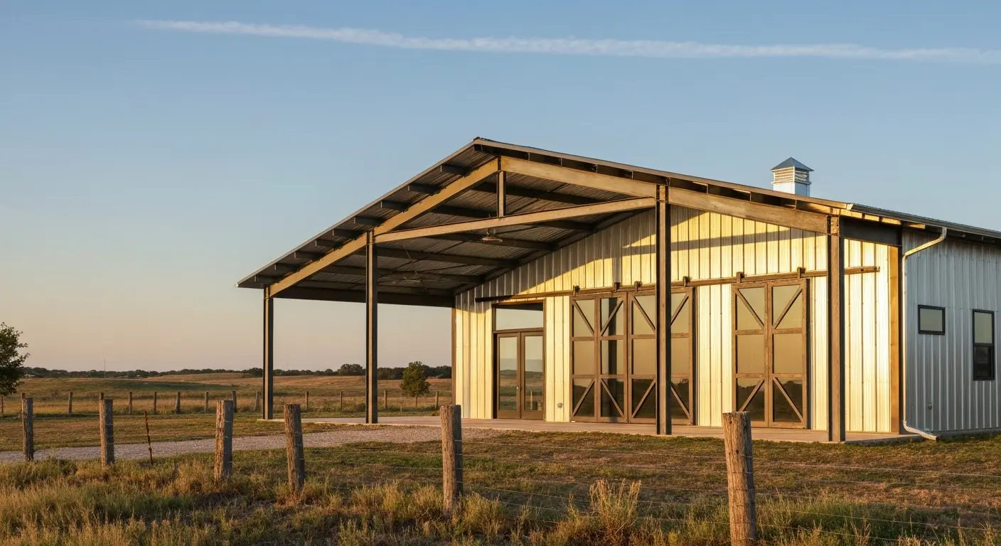 Barndominium with metal structure