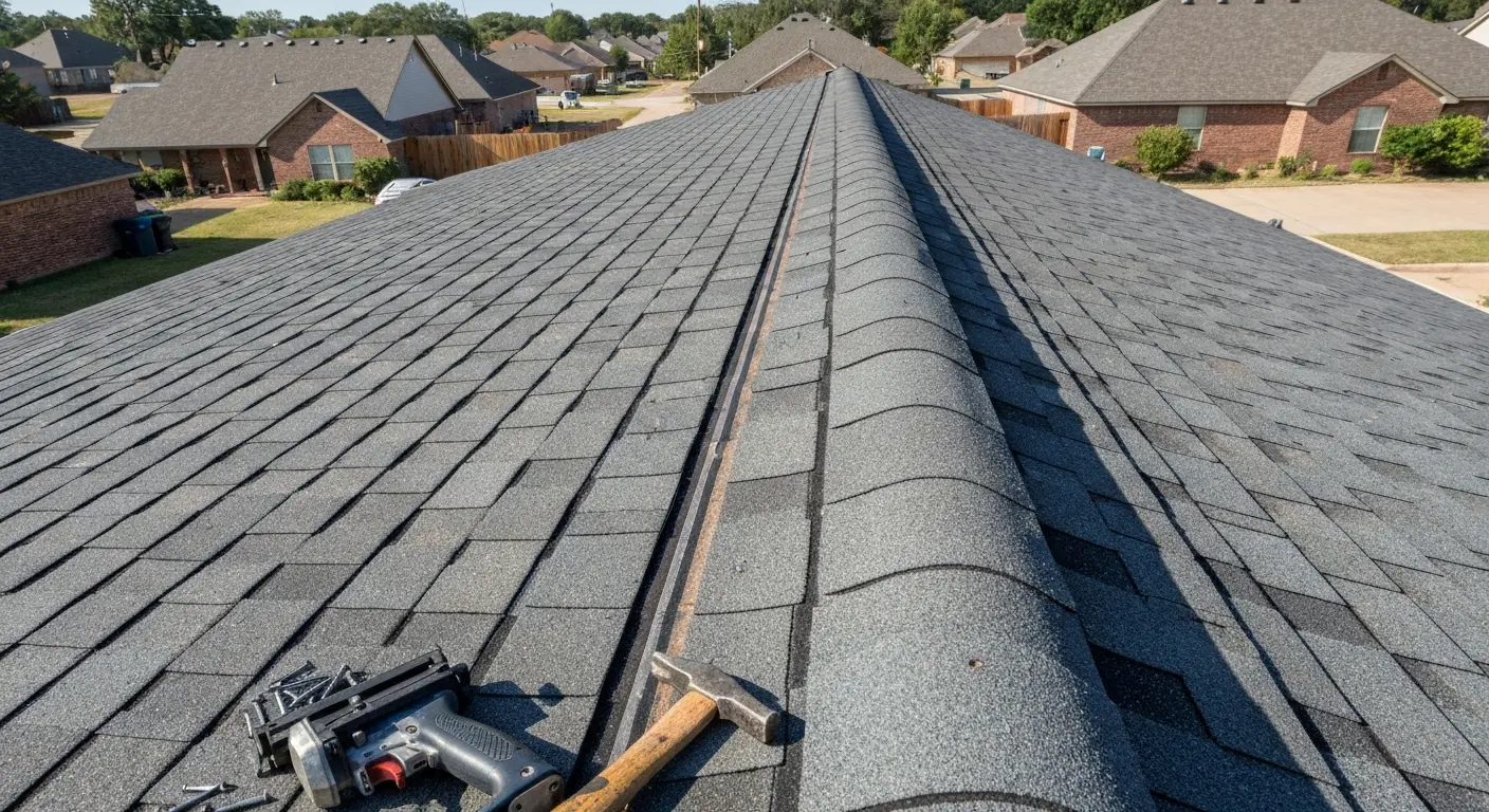 Roofing work on residential home