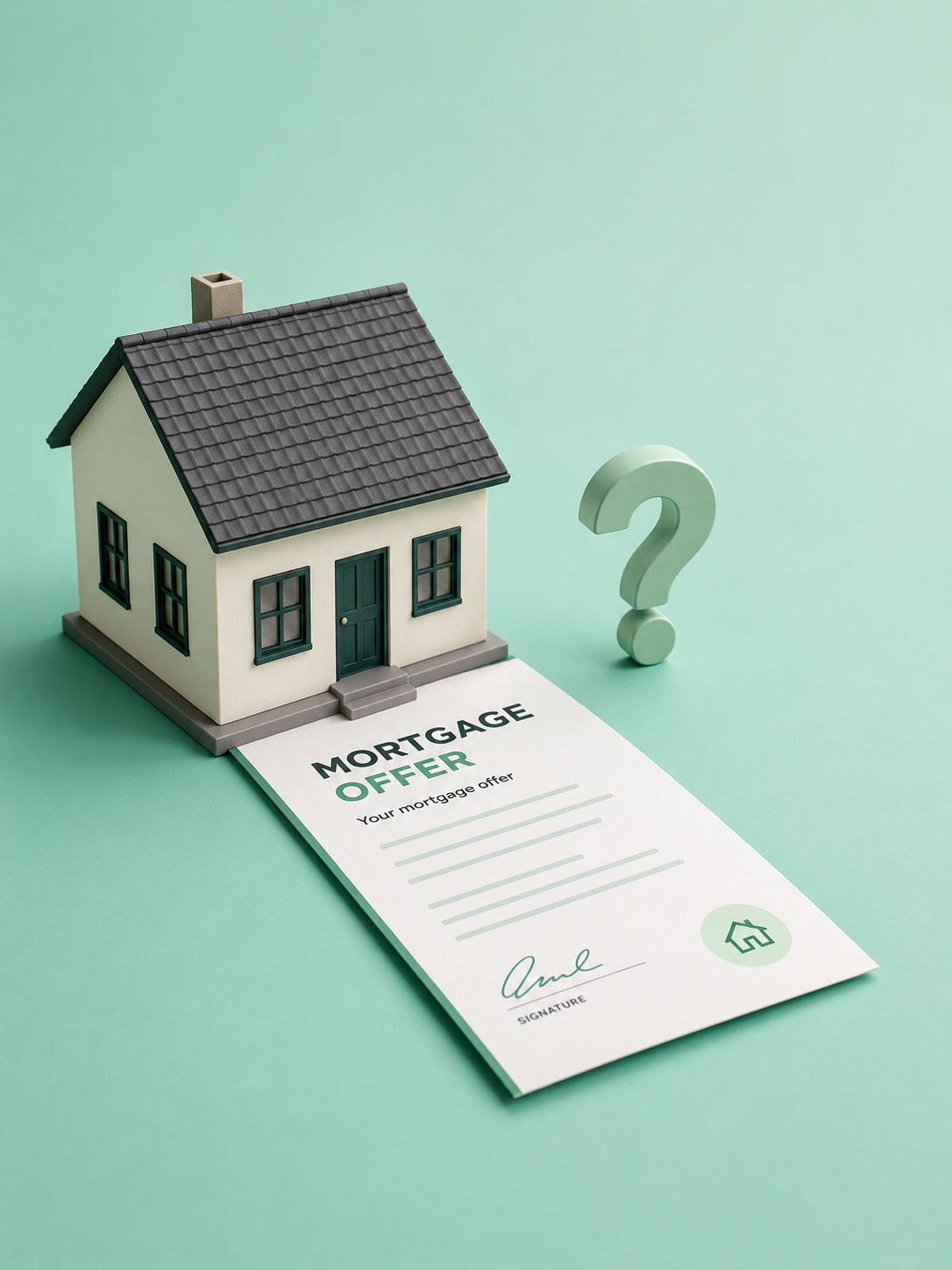 House and mortgage offer document representing a mortgage offer