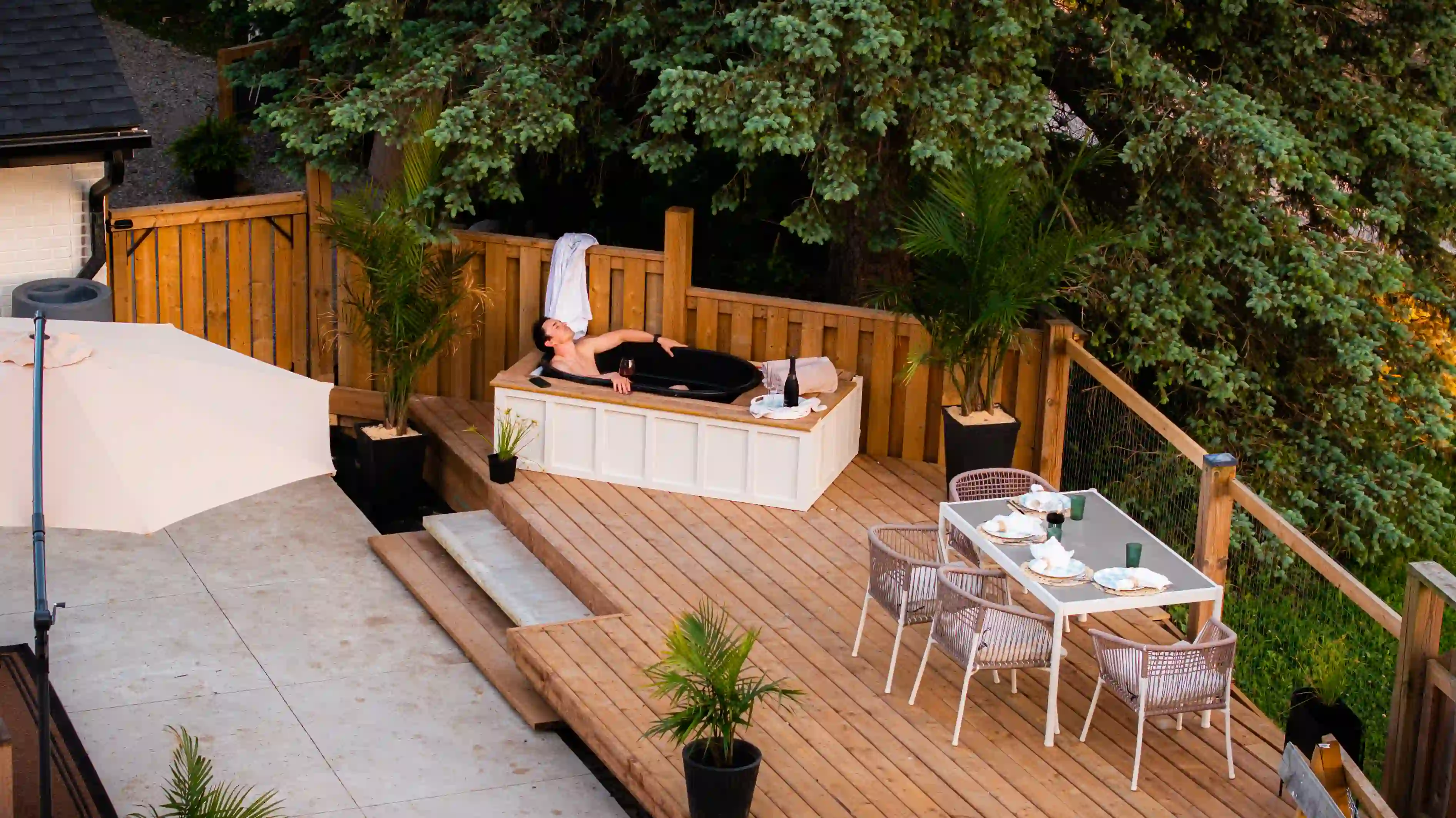 Deck wide shot at The White House countryside retreat
