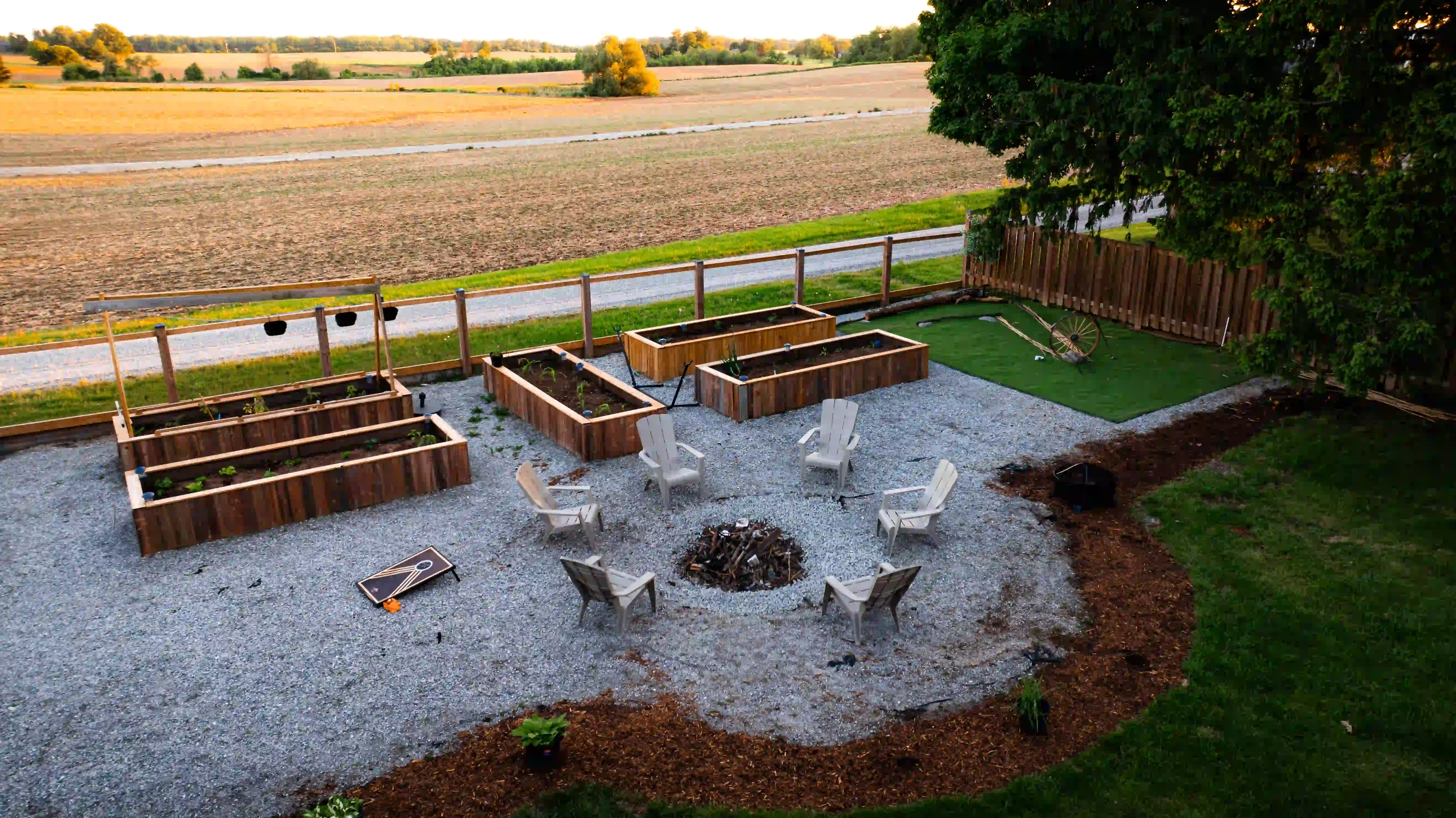 Fire pit and backyard at The White House