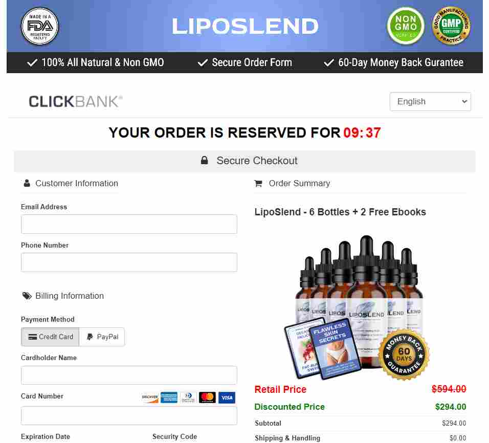 Liposlend order page