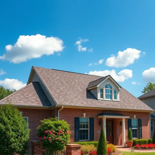 Completed roofing project in Trussville AL featuring a deep-hued asphalt shingle roof on a charming brick home.