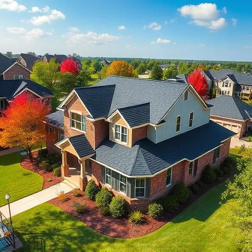 Completed residential roof installation in Vestavia Hills AL featuring a deep charcoal asphalt roof and lush landscaping.