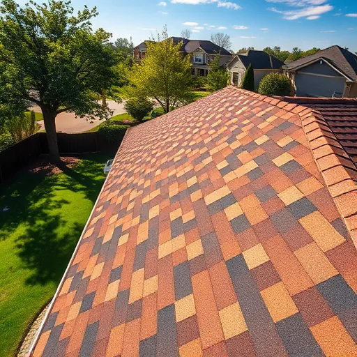 Finished residential roof with new asphalt shingles in Inverness AL, surrounded by lush yard and neighbor homes under clear skies