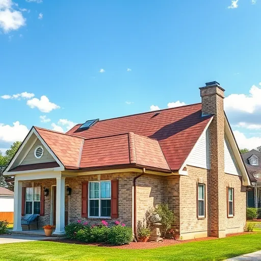 Completed roofing project in Moody AL with vibrant asphalt shingles, trimmed eaves, gutters, and flowering shrubs.