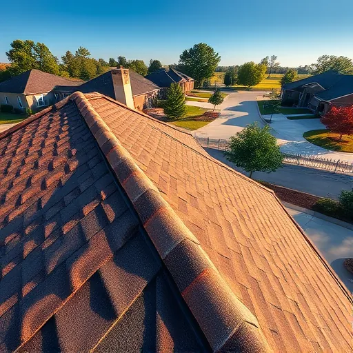 Close-up of a new asphalt shingle roof in Lake Purdy Alabama featuring textured earthy tones, crisp edges, and a suburban neighborhood background