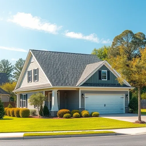 Finished gray and brown asphalt shingle roof on a suburban home in Kimberly Alabama with lush lawns and blue sky