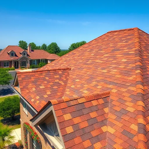 Completed roofing project in Center Point AL featuring intricately designed earthy-toned shingles and lush surroundings.