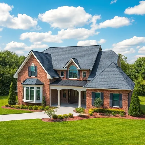 Completed roofing project in Forestdale AL, showcasing a beautifully designed home, vibrant shingles, and manicured lawn.