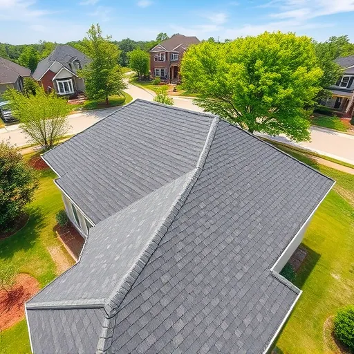 Recently replaced durable charcoal gray roof on a modern home in Trussville AL with lush trees and landscaped yard