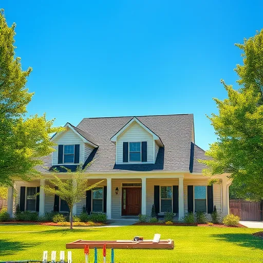 Completed asphalt shingle roof in Pelham, AL framed by greenery and blue sky, showcasing quality craftsmanship and design.