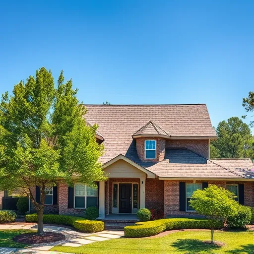 Modern home in Remlap AL with a sleek metal roof, surrounded by lush greenery and a clear blue sky.