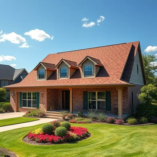 Completed roofing project in Morris AL featuring a durable, attractive roof and vibrant landscaping against a clear sky.