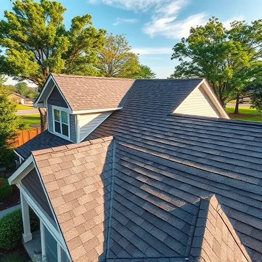 Newly installed asphalt shingle roof on a modern home in Greystone Alabama with lush landscaping and clear blue sky