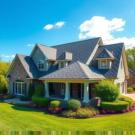 Flawless roofing project in Margaret AL with gray black shingles gables dormers lush landscaping and clear blue sky