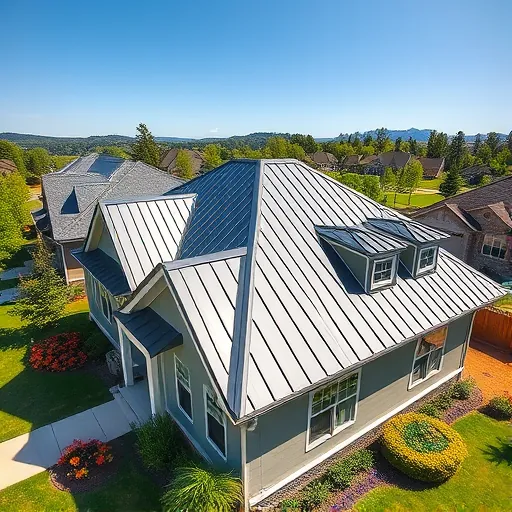 Meticulousmetal roof with standing seam in charcoal gray on modern Trussville Alabama home with lush lawns and landscaping