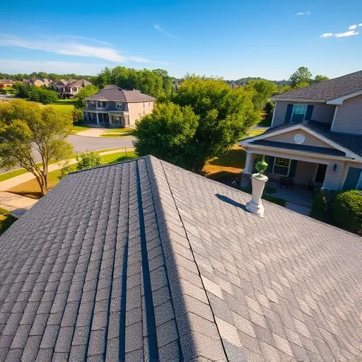 Completed residential asphalt shingle roof in McCalla Alabama with detailed textures, lush landscaping, and suburban background