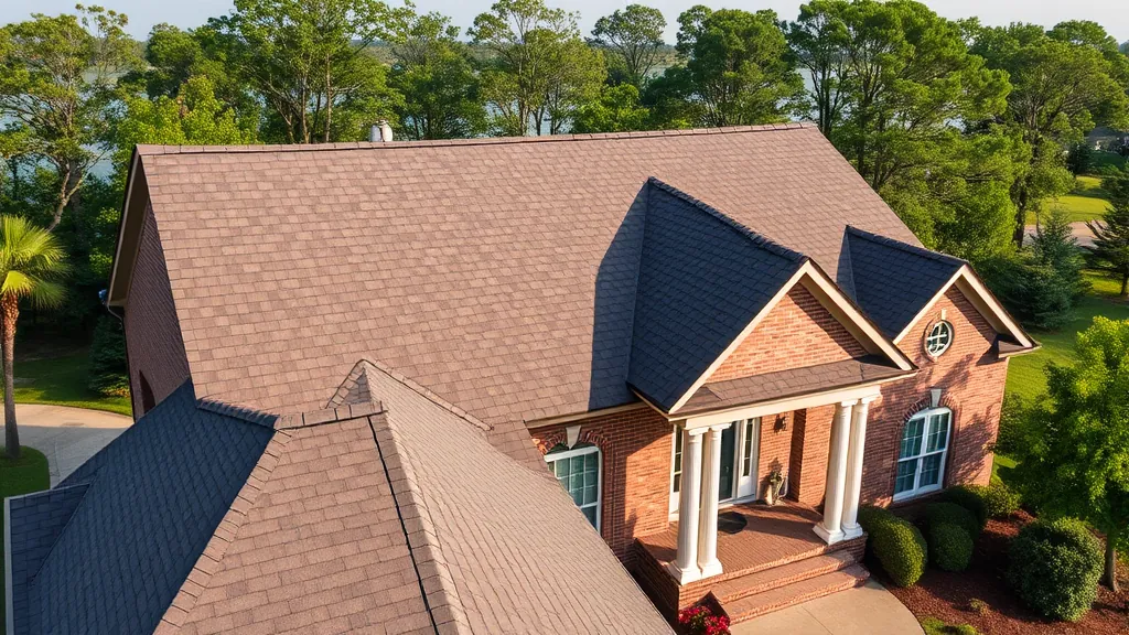 Roofing in Leeds AL with a crew installing shingles on a residential home under a clear blue sky