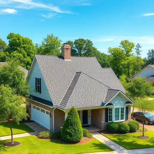 Freshly installed asphalt shingle roof on a modern house in Cahaba Heights Alabama with lush trees and clear sky