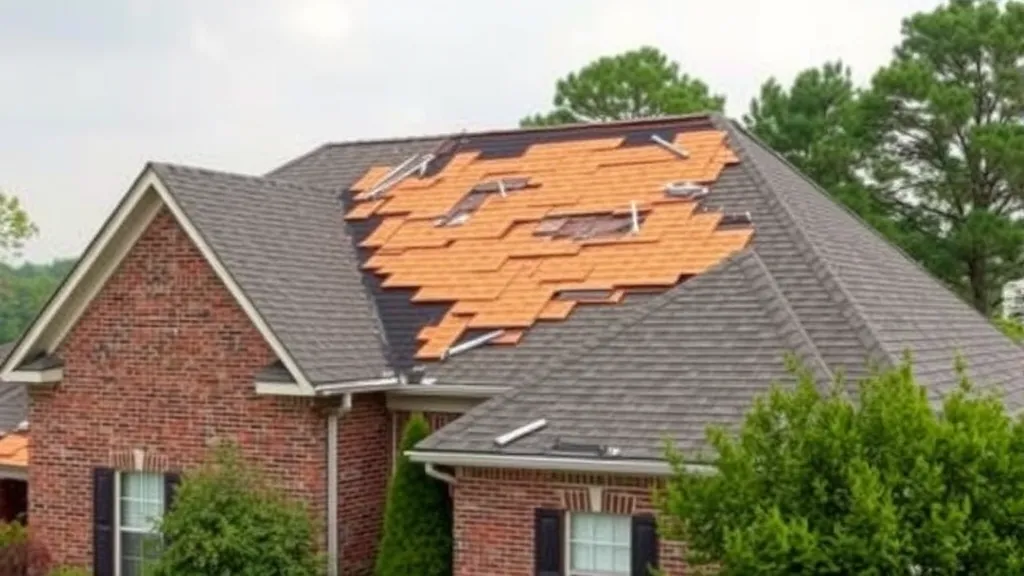 Wind damage roof replacement projects in Trussville, AL showcasing before and after images of homes.