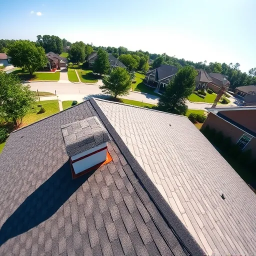Freshly installed residential roof with new shingles, vents, and flashing in a sunny Helena Alabama neighborhood