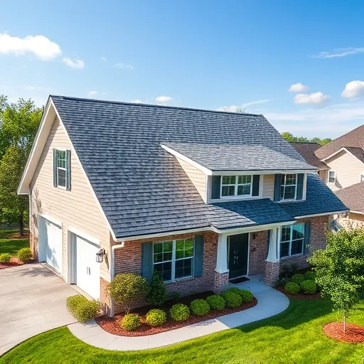 Freshly completed asphalt shingle roof installation on a modern house in Trussville AL, surrounded by green lawns and gardens.