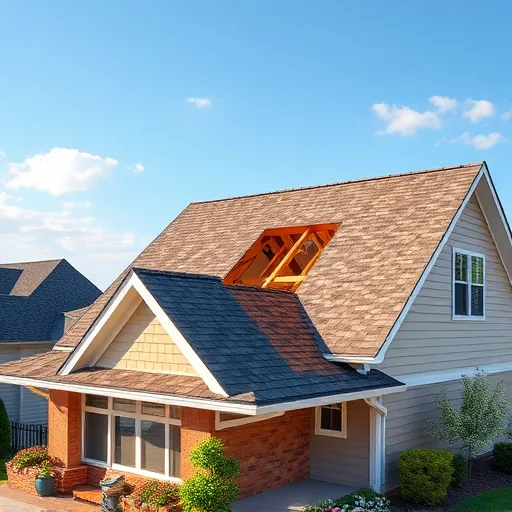 Newly completed residential roof in Trussville Alabama showcasing sturdy shingles, wooden trusses, gutters, and landscaped yard