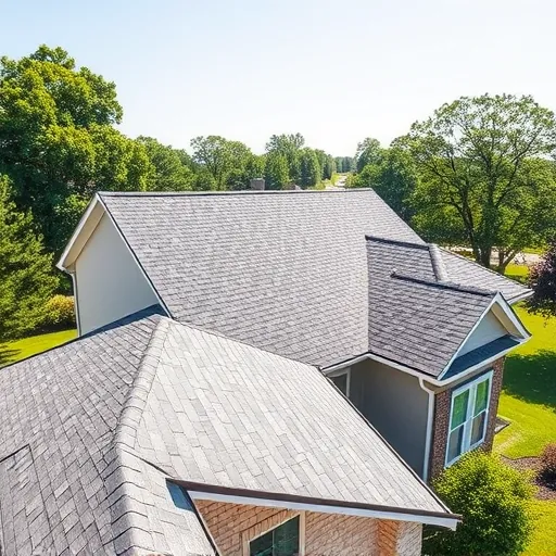 Finished residential roof in Kimberly Alabama with high-quality shingles, lush lawns, and a sunny suburban background