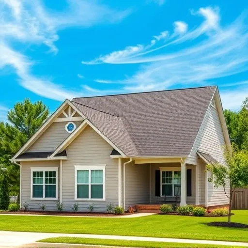 Recently replaced wind-damaged roof on modern house in Trussville Alabama with durable shingles and clean lines