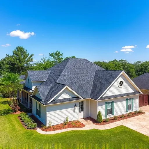 Completed roofing project showcasing craftsmanship in Trussville, AL with clear blue sky background and no people.