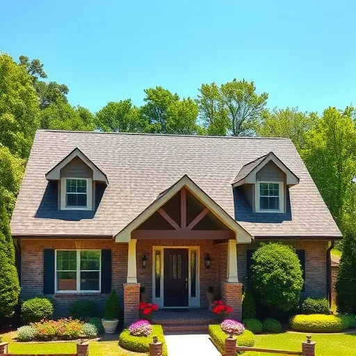 Completed roofing project in Mountain Brook AL featuring a contemporary home with a high-quality shingle roof and vibrant landscaping.