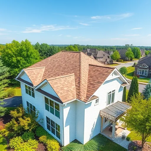 Perfectly installed suburban roof in Vestavia Hills with earth-tone asphalt shingles, lush greenery, and clear skies