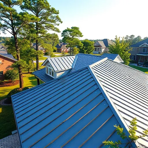 Freshly installed sleek metal roof on modern home in Trussville AL with lush greenery and clear sky