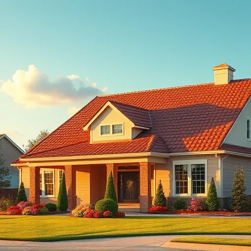 Modern house in Helena AL with gleaming roof, vibrant landscaping, and clear skies showcasing quality roofing work.