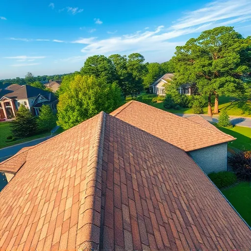 Newly completed asphalt shingle roof on a modern home in Pleasant Grove AL with lush neighborhood surroundings
