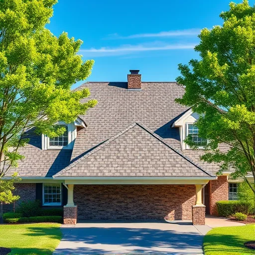 Newly installed residential roof in Moody, Alabama with aligned shingles, modern design, clear sky, and manicured lawn.