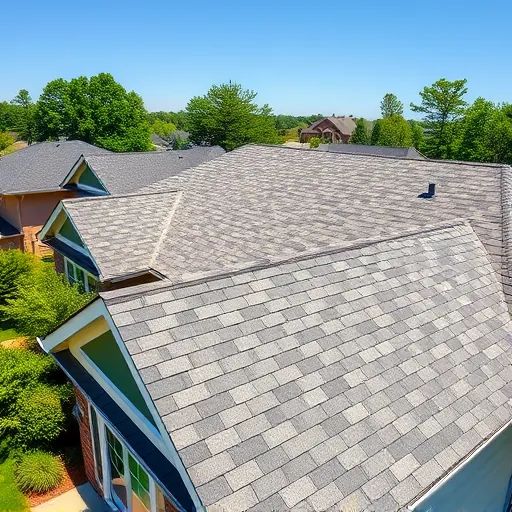 Freshly completed residential roof with neat gray shingles on a modern home in McCalla AL surrounded by lush landscaping and a clear blue sky