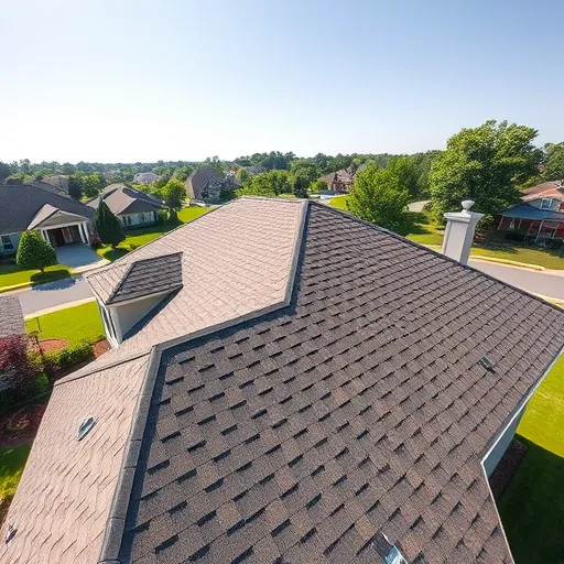 Freshly installed asphalt shingle roof on a modern house in Forestdale Alabama with detailed textures and neighborhood background